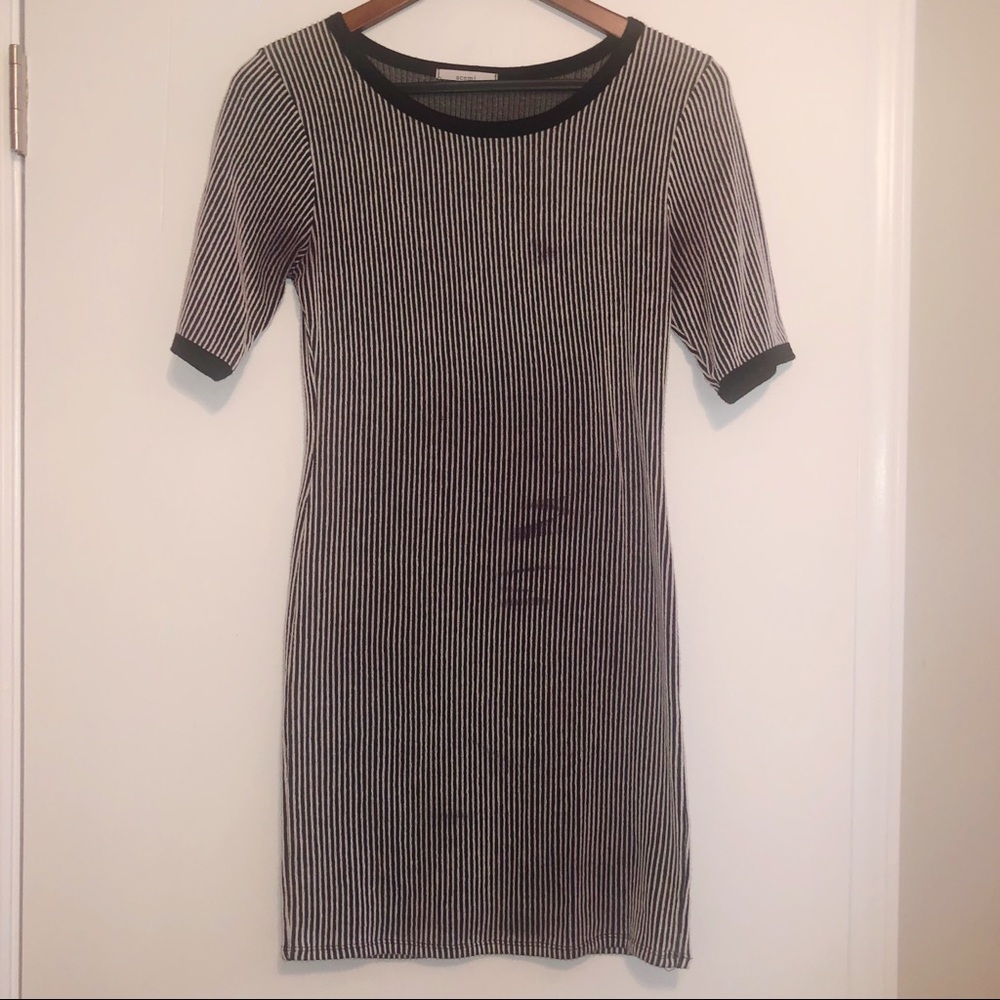 Acemi Stripped BodyCon Black & White Dress